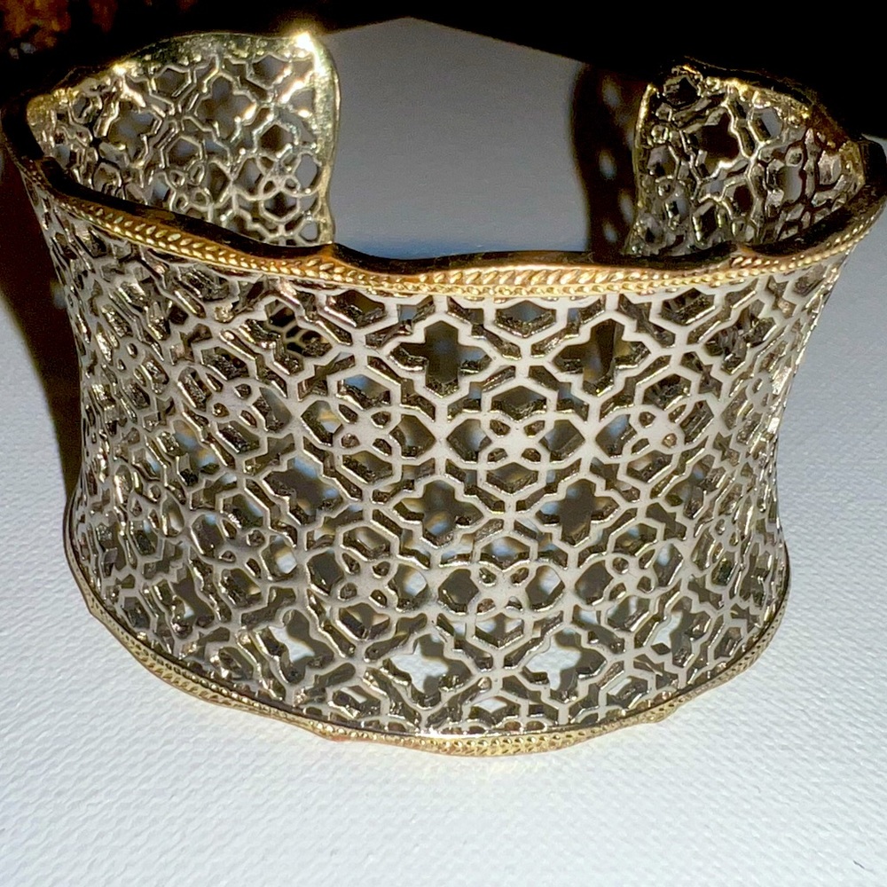 Candice Gold Cuff Bracelet in Silver Filigree Mix.